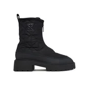 Calvin Klein Škornji Chunky Zip Boot Mat Mix Aop Em HW0HW03205 Temno rjava