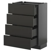 METOD / KNIVSHULT Podni element, 4 fronte/4 ladice, crno-siva/Nickebo mat antracit, 60x37 cm
