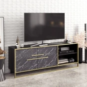 Hanah home TV Komoda Polka Zlatno-Crna