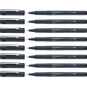 Fineliner Schneider Pictus (komplet 6+2 kosov) - črno polnilo