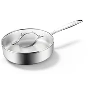 BE Living Globoka ponev s pokrovom Stainless Steel 24 cm nerjavno jeklo