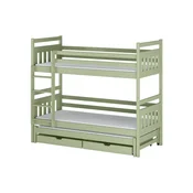 Drveni dječji krevet na kat Seweryn s tri kreveta i ladicom - olive - 180x80 cm - Bez madraca