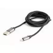 CCB-mUSB2B-AMLM-6 Gembird Cotton braided 8-pin cable with metal connectors, 1.8 m, black, blister