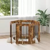 Vrata za pse s postoljem 6 pcs Dimljeni hrast 60 x 80 cm