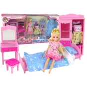 slomart LEAN TOYS Komplet lutka z namještajem (postelja, omara, toaletna mizica)