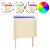 Vidaxl LED posteljno vzglavje krem 103x16x118/128 cm umetno usnje