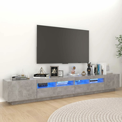 TV ormaric s LED svjetlima siva boja betona 260 x 35 x 40 cm