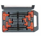 Extol Premium Allenovi ključi Extol Premium (8819301) Allenovi ključi, komplet 9 ključev, 2-2,5-3-4-4-5-6-7-8-10 mm, T-ročaj, daljši del s kroglico za delo pod kotom do 30°, CrV