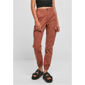 Womens Terracotta Cargo High-Waisted Trousers