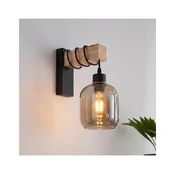 Brilagi - Stenska svetilka WOOD GLASS 1xE27/60W/230V borovina/črna/dimna siva