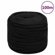 Vidaxl Delovna vrv črna 8 mm 100 m poliester