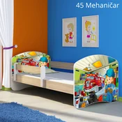 Djecji krevet ACMA s motivom, bocna sonoma 140x70 cm 45 Mehanicar