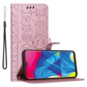 Cadorabo CADORABO Samsung Galaxy A10/M10 v svetleče rožnato zlato - Simpatični psi in mačke, zaščitni ovitek s funkcijo stojala in režami za kartice, (20548708)
