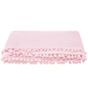 springos Narzuta na posteljo s pomponi, 200x220 cm preklopna odeja za kavč, roza., (21633691)