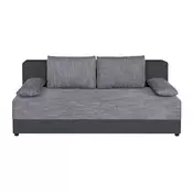 P & B ZOFA S POSTELJNO FUNKCIJO, siva tekstil, leseni material