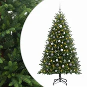 Vidaxl Umjetno božično drevo z okrasnimi kroglami 240 cm 300 LED
