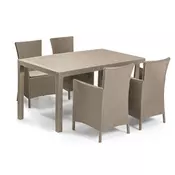 Meliowa Komplet vrtnega pohištva s 4 sedeži, barva cappuccino, peščena blazina