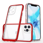 Hybrid Armor Clear 3v1 ovitek za iPhone 12 Pro z rdečim okvirjem