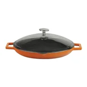 Frying pan with lid, 26 cm, Glaze range, orange color - LAVA brand