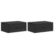 vidaXL Stenski nočni omarici s predalom 2 pcs Črna 49 x 34,5 x 20 cm