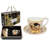 Carmani, skodelica za espresso t. Mini Vanessa 90ml - klimt/Poljub, belo ozadje