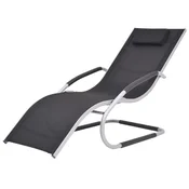 Vidaxl Ležalnik z vzglavnikom aluminij in tekstil črn
