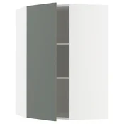 METOD Ugaoni zidni element s policama, bela/Nickebo mat sivozelena, 68x100 cm