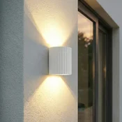 Lindby LED zunanja stenska svetilka Ralino, bela, 2-svetilna, IP65 - Sodobni - Aluminij