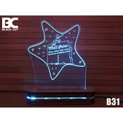 Black Cut 3D Lampa Mali Princ 2 Svetlo plava