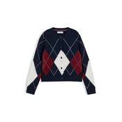 TOMMY HILFIGER Pletena jopa ecru/marine/rubin rdeča