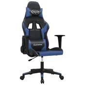 Vidaxl Masažni gaming stol črno in modra umetno usnje