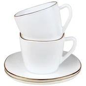 slomart KING Hoff set skodelic, 12 kos, kvadratne, opal, bela/zlata, KH-1930