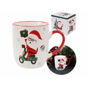 sarcia.eu Bela praznična porcelanska skodelica, Božiček na skuterju 420ml