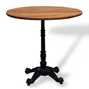 Casa Padrino Industrial Style Garden Dining Table Dark Brown/Black 70 x H. 76 cm - Round Garden Table with Solid Wood Table Top - Industrial Style Restaurant & Garden