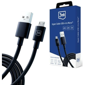 3MK Hyper Cable USB-A - Micro USB 1.2m 5V 2.4A Black Cable