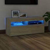 shumee TV omara z LED lučjo Sonoma hrast 90x35x40 cm