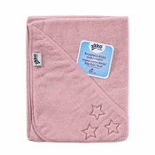 XKKO Organic BIO bombažna frotirna brisača s kapuco, 90x90 - Baby Pink Stars