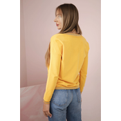 Kesi Womens sweatshirt with a sequin inscription mustard