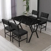 HANAH HOME Set Trpezarijski sto i 4 stolice Dubai Anthracite Black