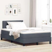 vidaXL Postelja s vzmetnico Temno siva 120x200 cm Žamet