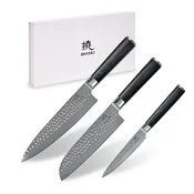 shumee Shiori 3-Set ? Kuri Muro + Santoku + Sifu - komplet treh nožev iz damaščanskega jekla