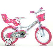 DINO kolesa - Otroško kolo 14 144RHK2 - Hello Kitty s sedežem za lutke in košaro