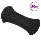 Vidaxl Delovna vrv črna 6 mm 50 m polipropilen