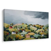 Slika jesenska pokrajina z hiškami - 60x40