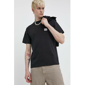 Bombažna kratka majica Herschel moški, črna barva