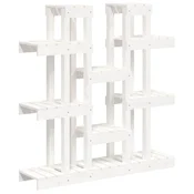 Vidaxl Stojalo za rastline belo 104,5x25x109,5 cm trdna borovina