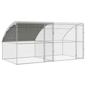 Vidaxl Kletka za piščance 2 szt. srebrna 400 x 200 x 200 cm Jeklo in PE