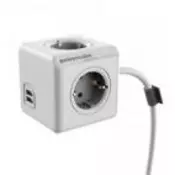 Allocacoc PowerCube Ext.USB 4xSchuco+2USB-5V/2.1A,1.5m, siva, 1402GY/DEEUPC