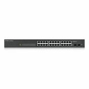 Zyxel GS-1900-24 v2, Upravljano, L2, Gigabit Ethernet (10/100/1000), Puni dostrani ispis, Montaža u poslužiteljski ormar, 1U