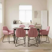 Trpezarijske stolice 6 pcs Baršun Ružičasta 55 x 50 x 84 cm
